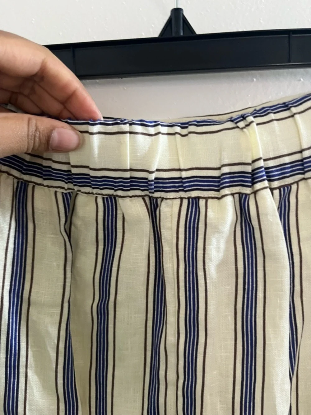Mango Cream Maxi Skirt with Navy Vertical Stripes - Picture 5 of 9